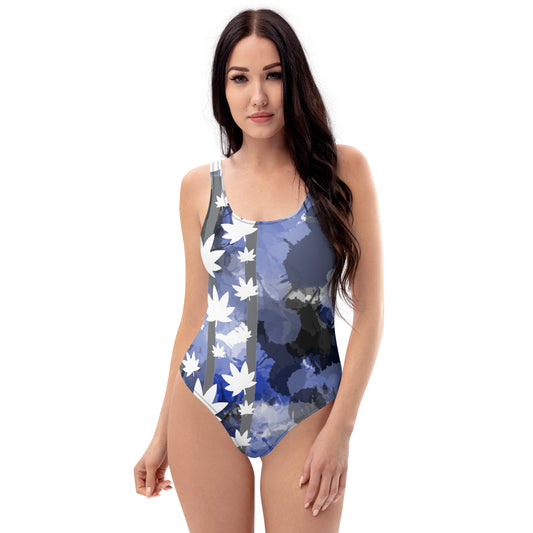 One-Piece Blue Splatter Paint Swimsuit