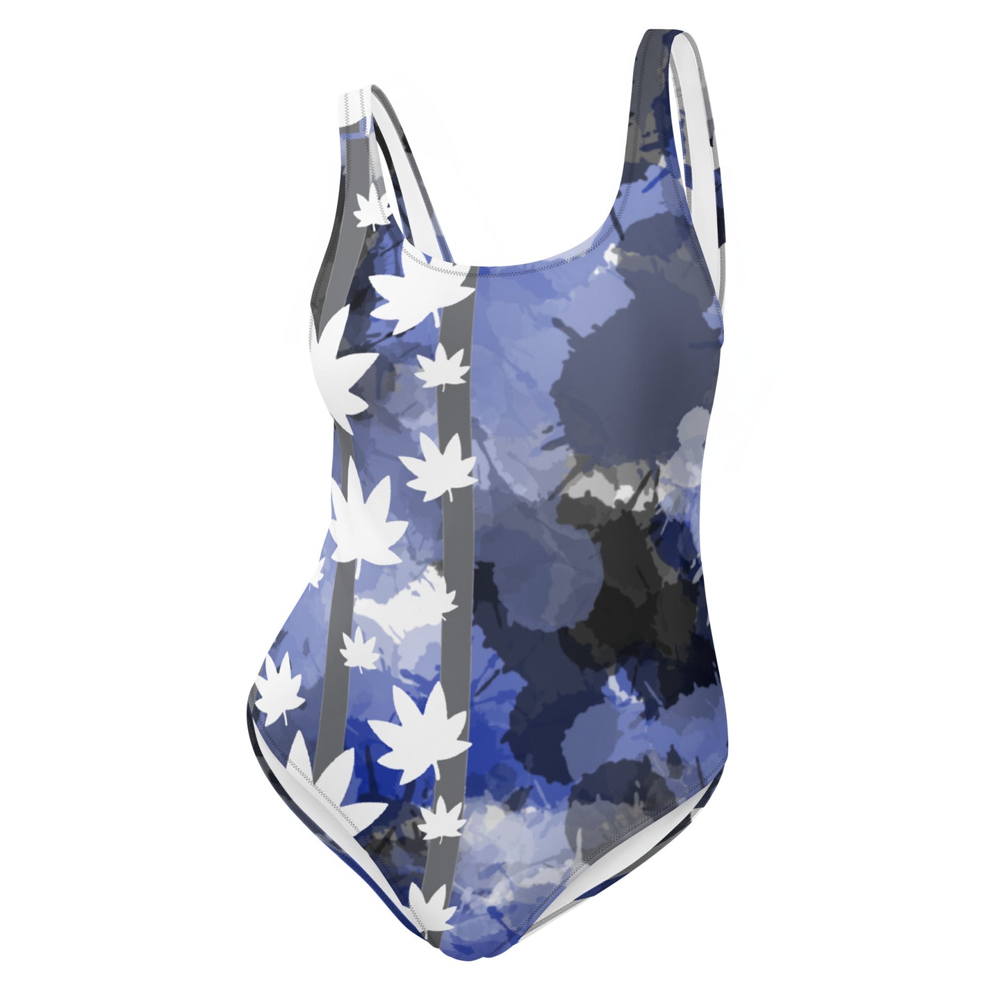 One-Piece Blue Splatter Paint Swimsuit