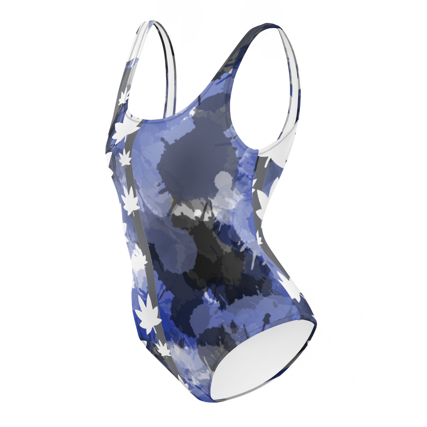 One-Piece Blue Splatter Paint Swimsuit