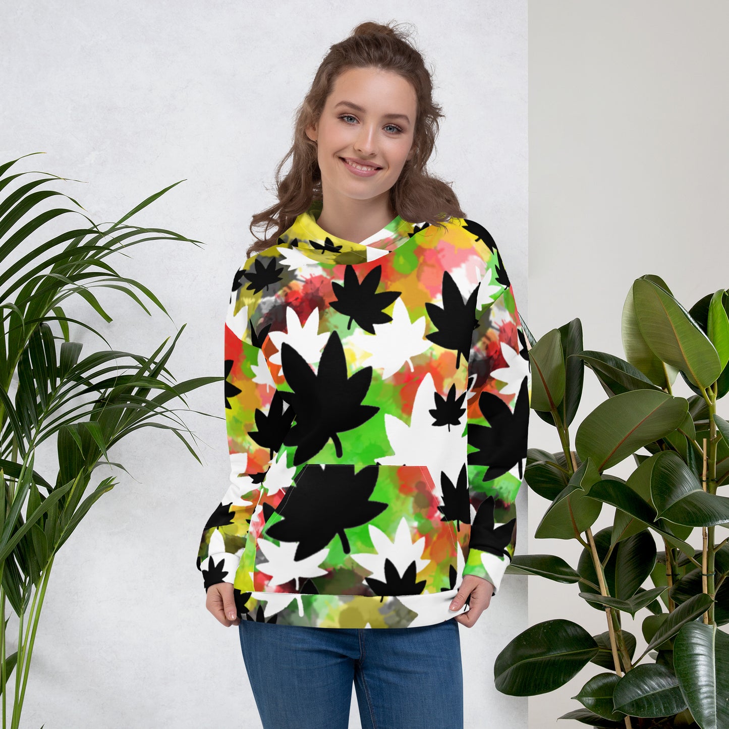 Spray Paint jumbo leaf print Unisex Hoodie