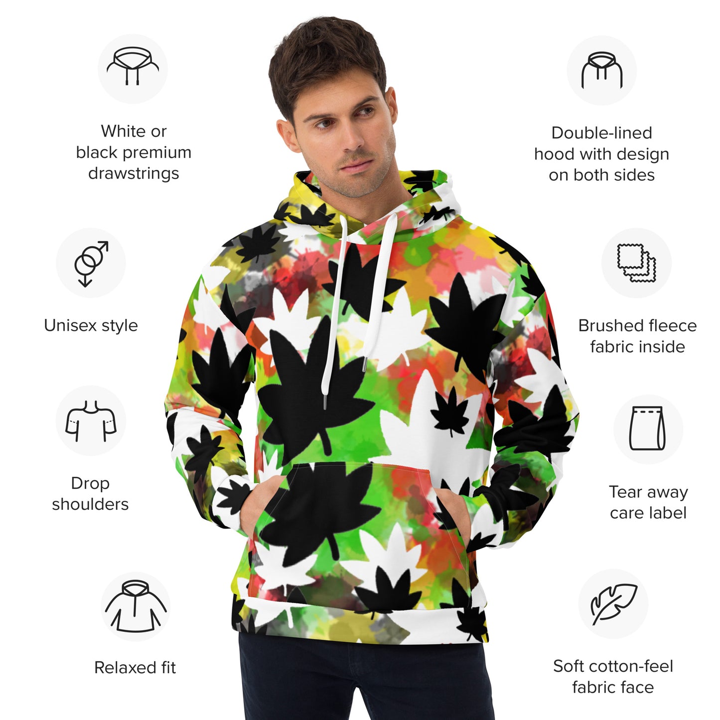 Spray Paint jumbo leaf print Unisex Hoodie