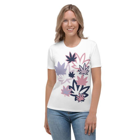 Pink, navy, lavender leaf Women's T-shirt