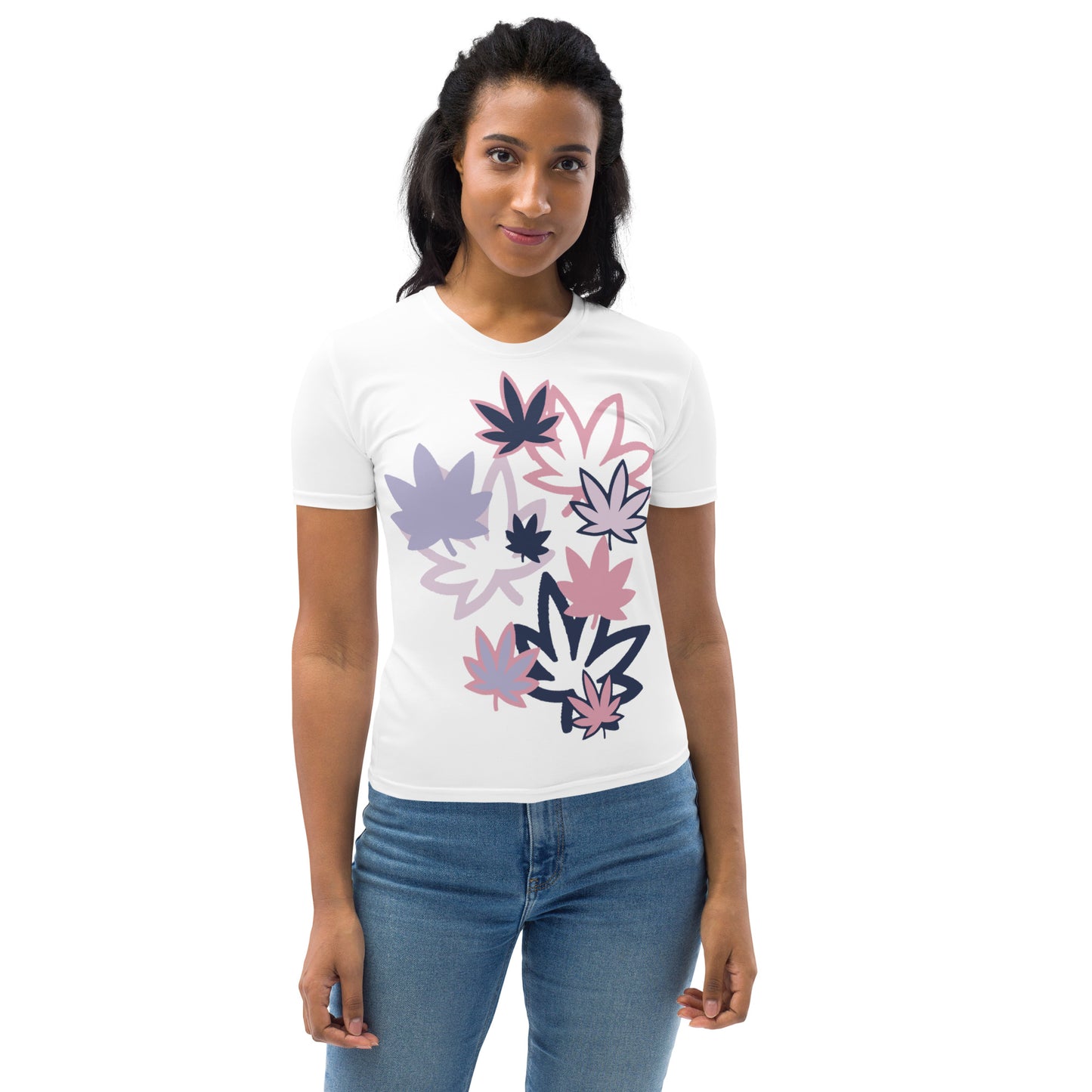 Pink, navy, lavender leaf Women's T-shirt