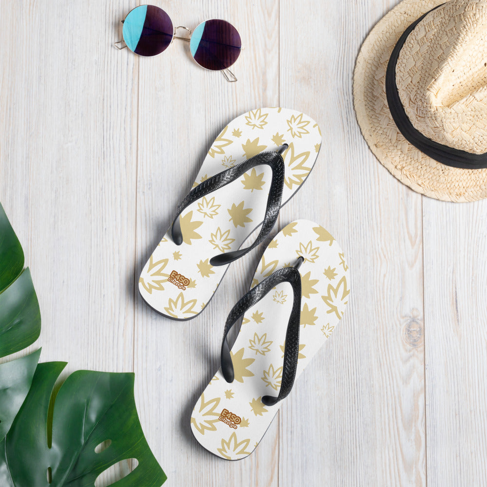 Gold leaf on White Flip-Flops