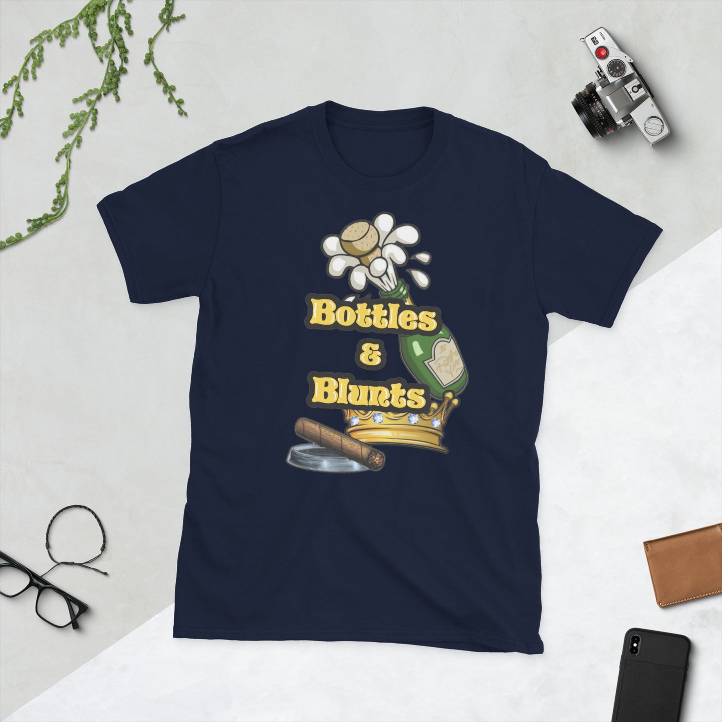 Bottles & Blunts gold Unisex T-Shirt