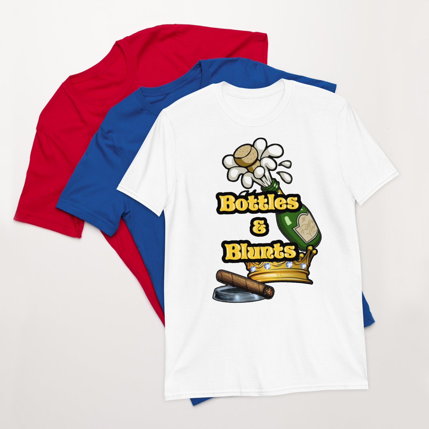 Bottles & Blunts gold Unisex T-Shirt