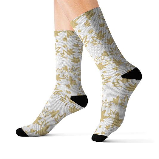 Gold Leaf on white Socks