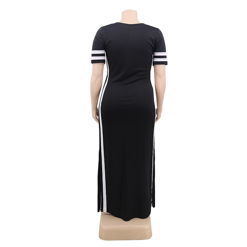 Oversized Long Dress African Ladies 2022 Summer New Causal Side Slit Plain For Night Club Wear Causal Vestidos Dress Hot