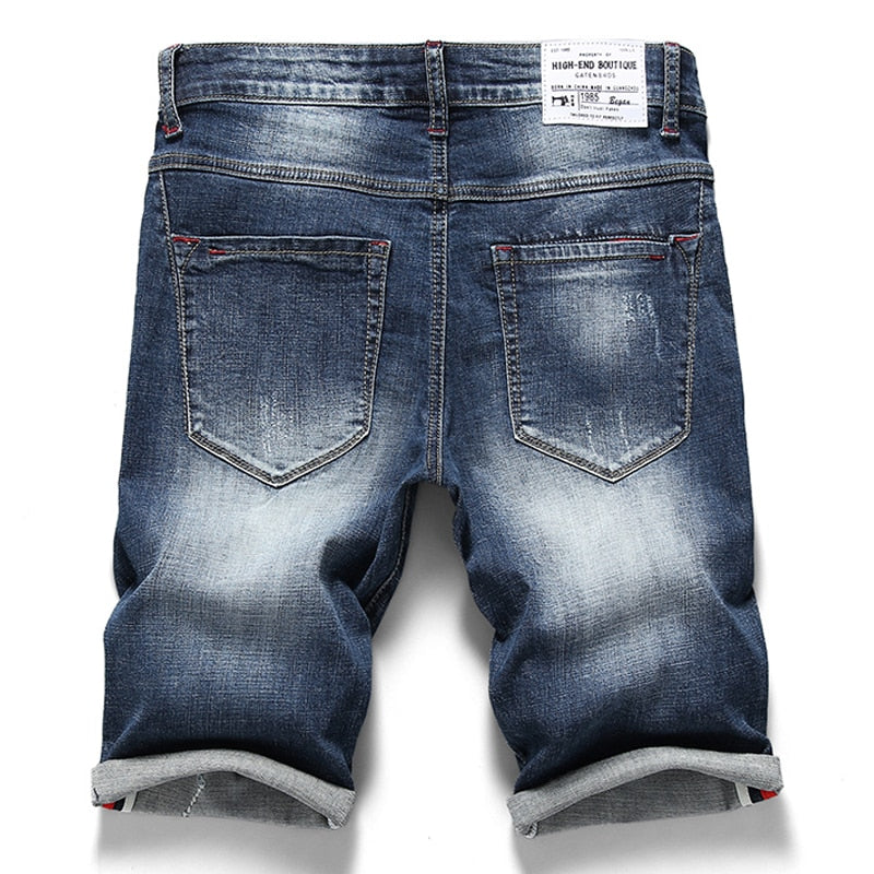 Summer New Mens Stretch Short Jeans Fashion Casual Slim Fit High Quality Elastic Denim Shorts Male Brand Clothes