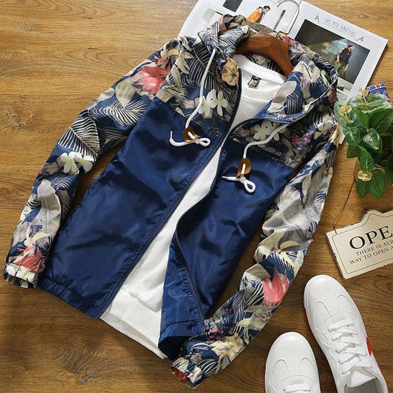 New 2022 Fashion Floral Jacket Men Brand New Spring and Summer Slim Fit Mens Casual Varsity Jackets and Coats Plus Size 4XL