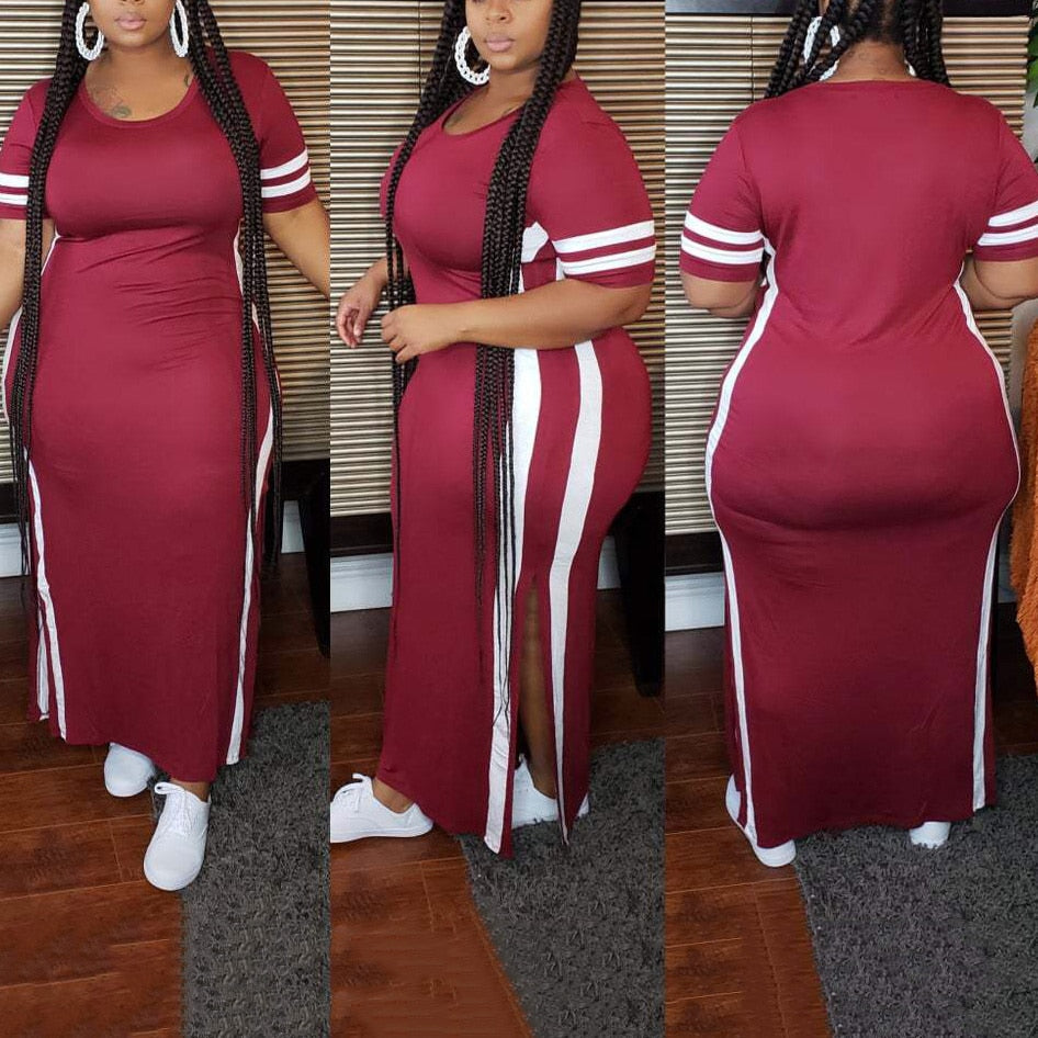 Oversized Long Dress African Ladies 2022 Summer New Causal Side Slit Plain For Night Club Wear Causal Vestidos Dress Hot