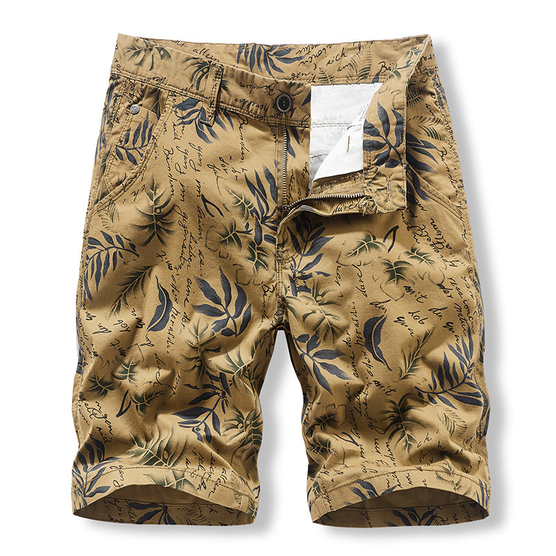 Men's fashion camouflage cotton washed Capri pants