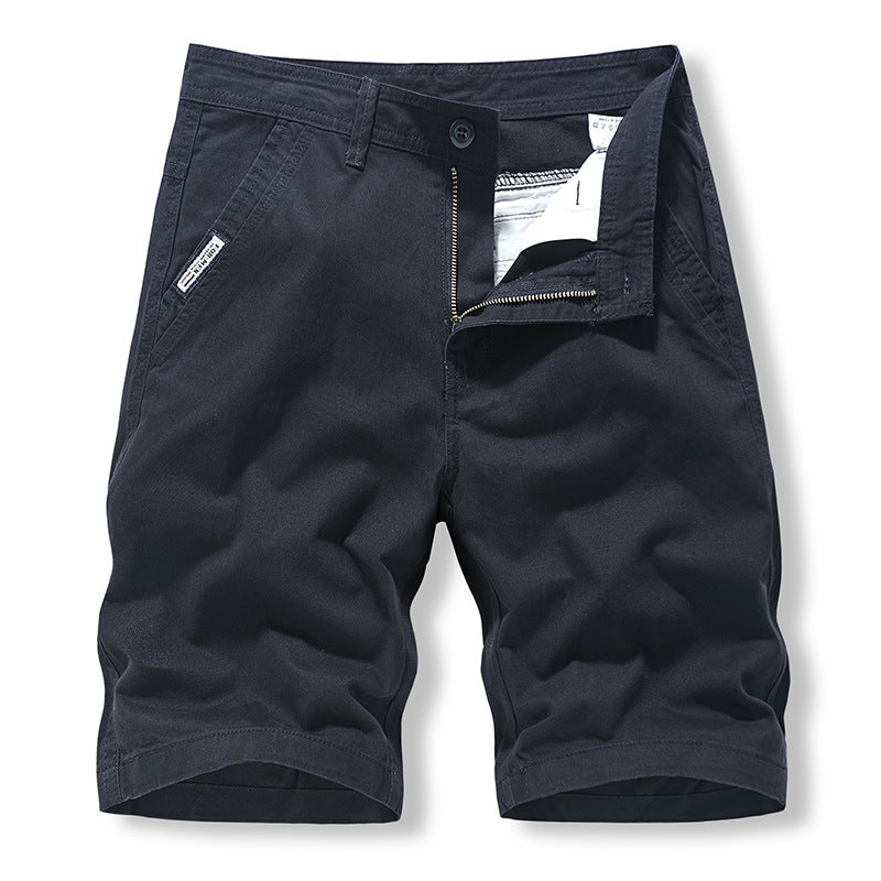 Casual Shorts: Men's fashion, classic, versatile, washed solid color, pure cotton overalls, sports pants