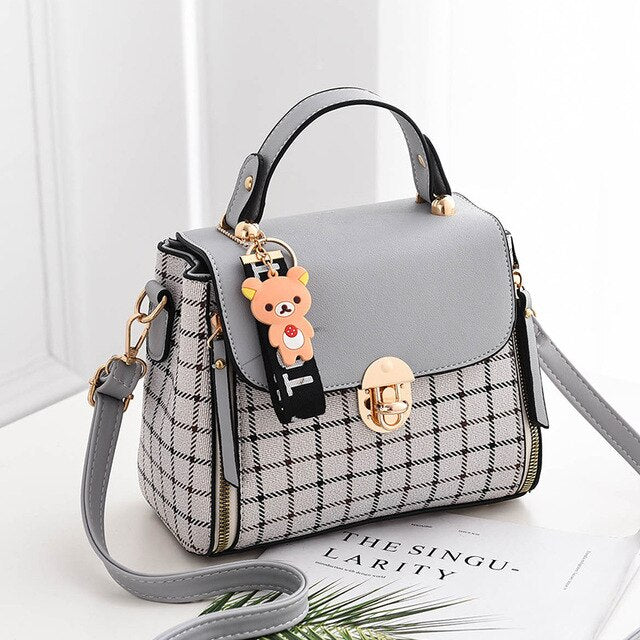 aliwood Fashion Double Zipper Women's Handbags Mini Shoulder bags With Bear  Leather Females Crossbody Bags Small Messenger Bags