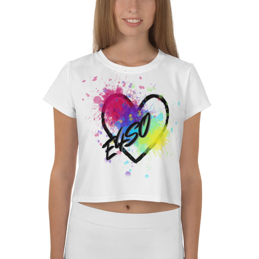 All-Over Heart Splash Print E4SO Crop Tee