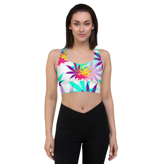 Longline Vibrate Leaf E4SO sports bra