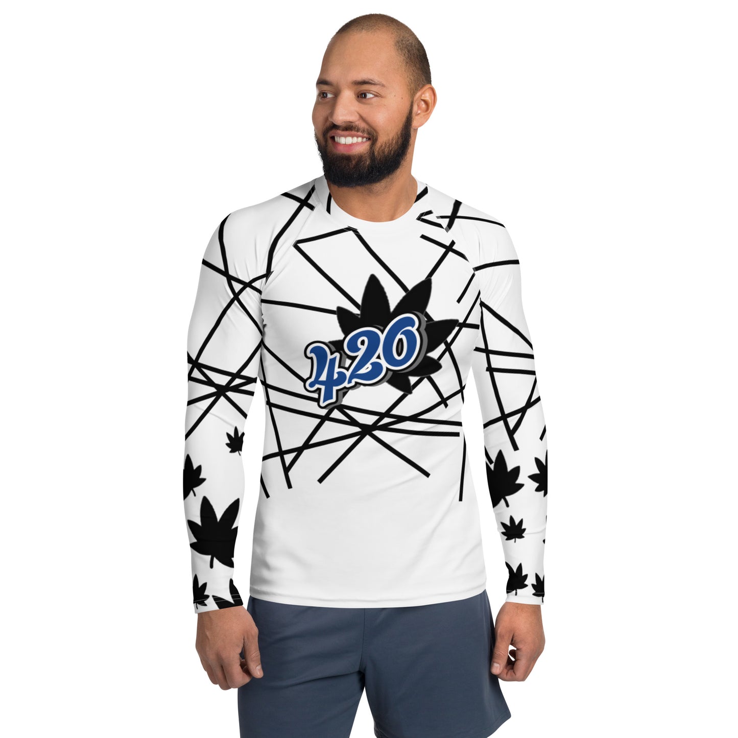 Men's 420 blue and black Rash Guard