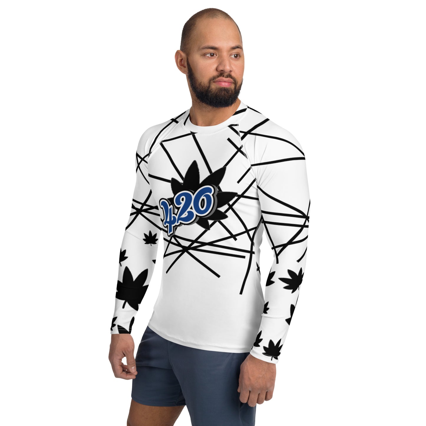 Men's 420 blue and black Rash Guard