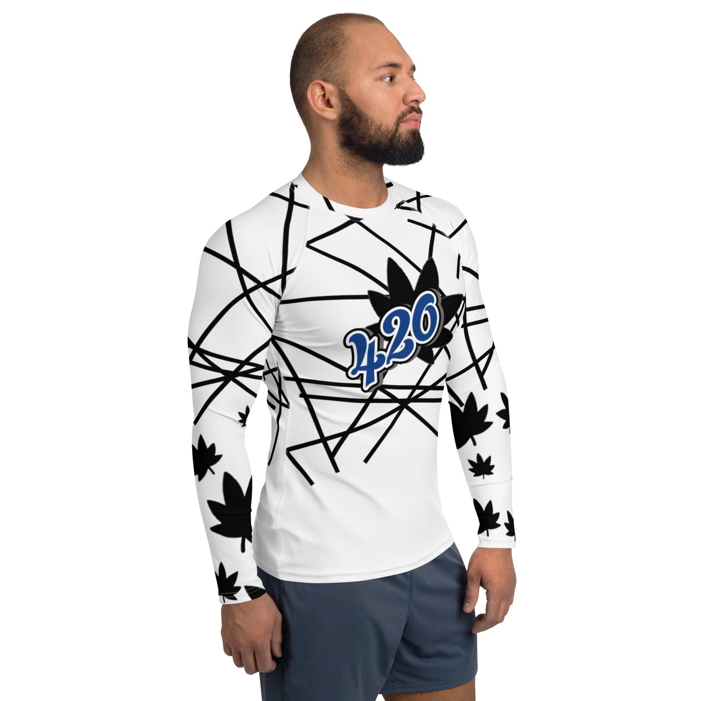 Men's 420 blue and black Rash Guard