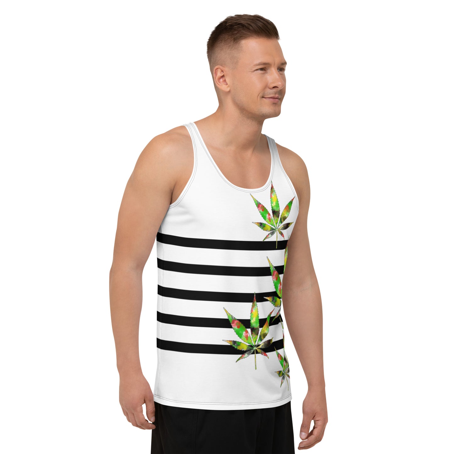 Splash leaf  Stipe Tank Top