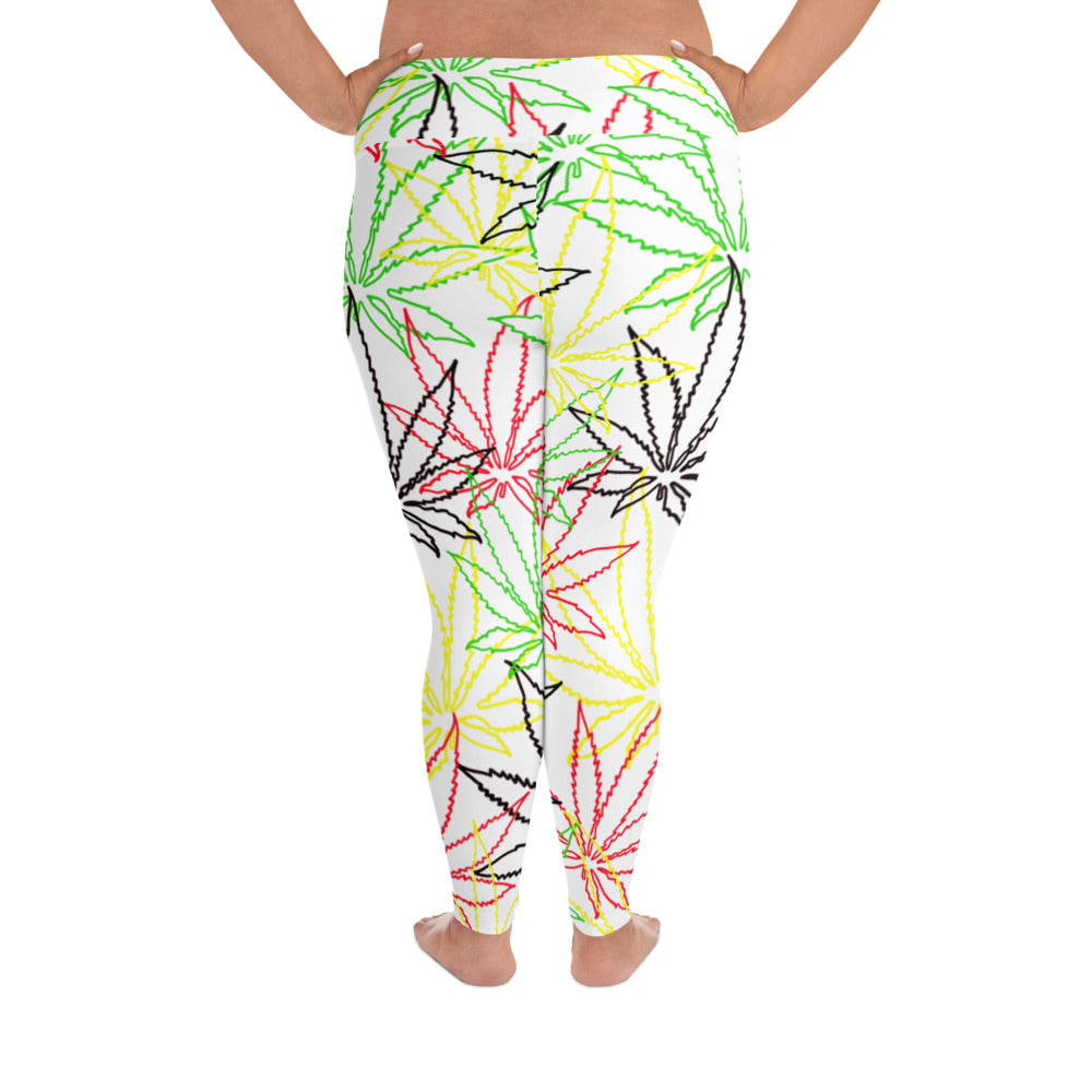 All-Over Print Plus Size Hollow Leaf E4SO Leggings