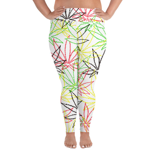 All-Over Print Plus Size Hollow Leaf E4SO Leggings