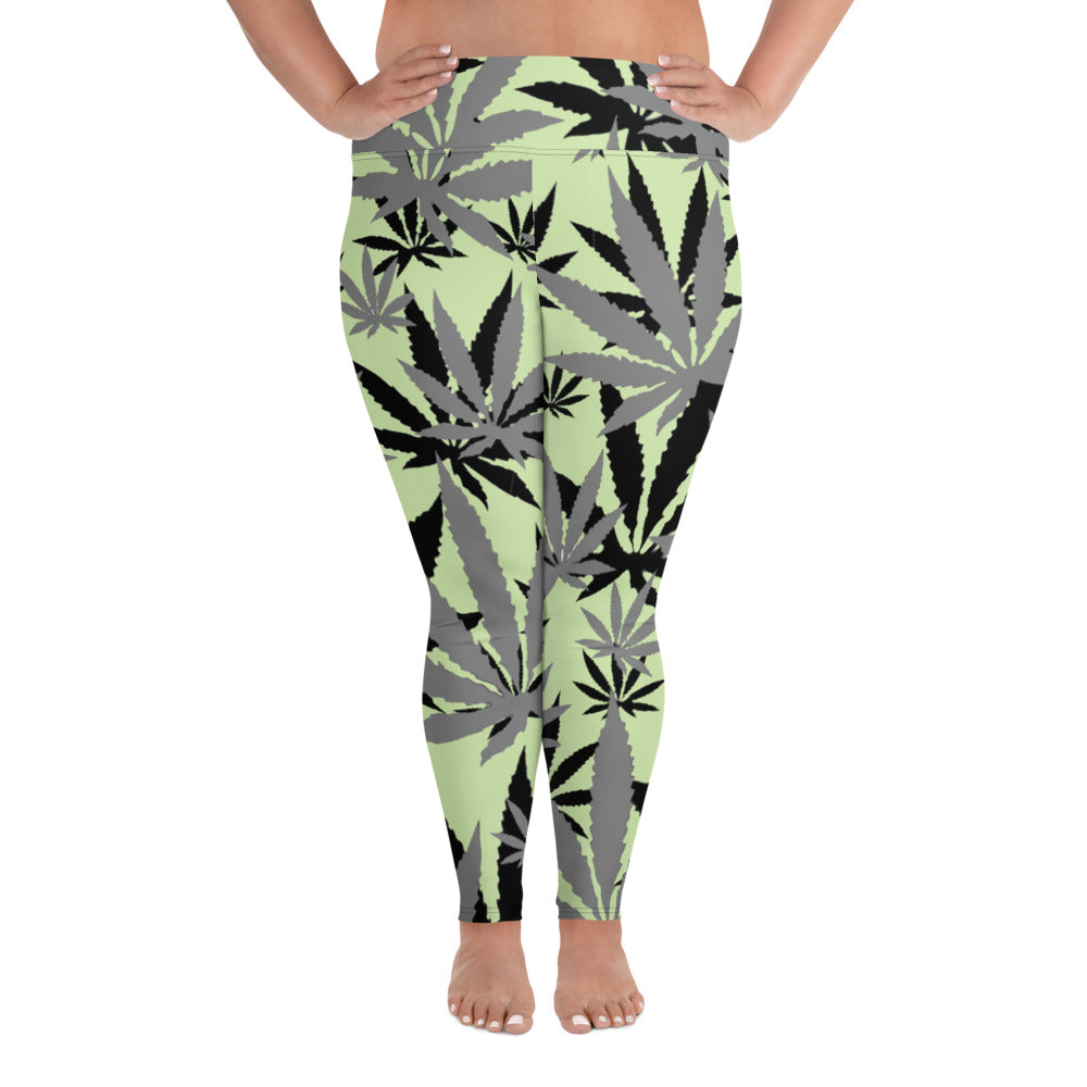 All-Over Print Plus Size Green E4SO Leggings