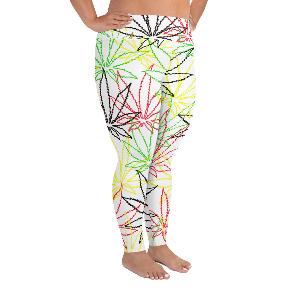 All-Over Print Plus Size Hollow Leaf E4SO Leggings