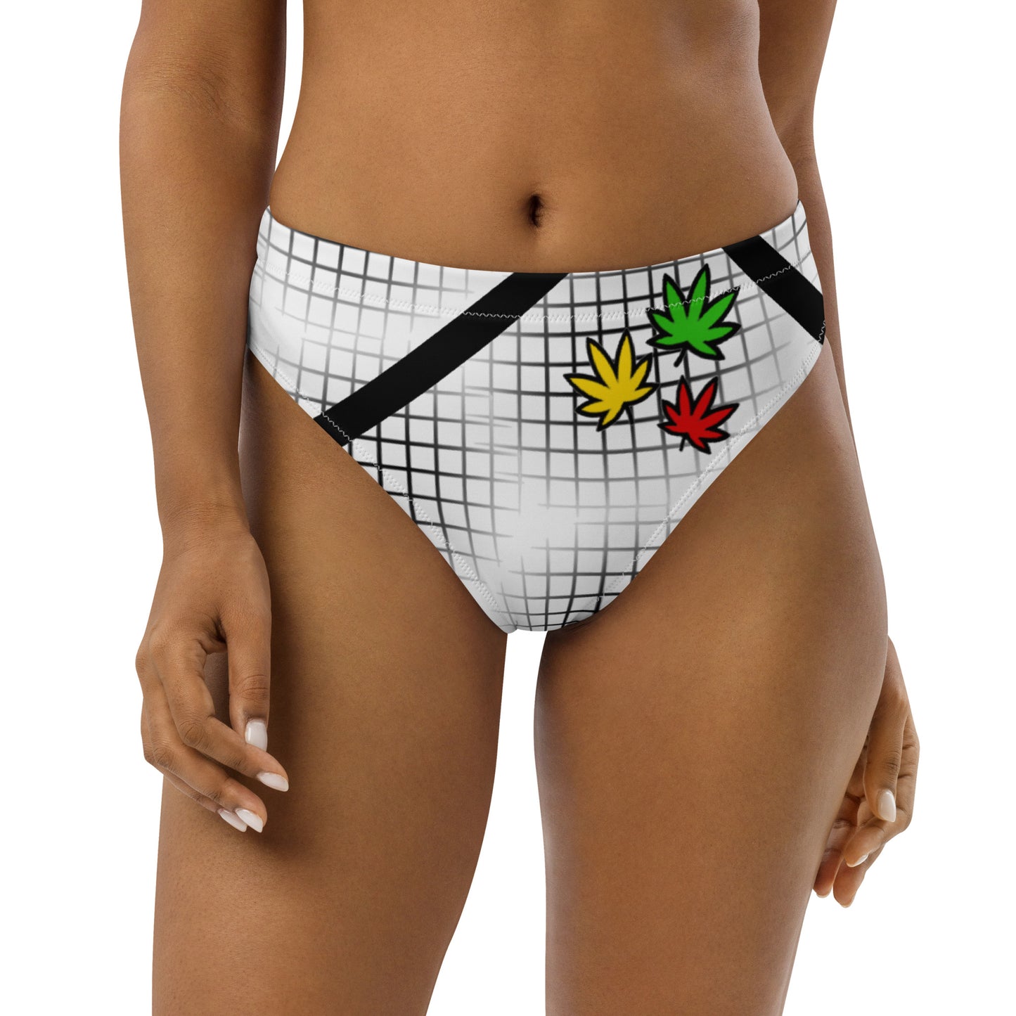 Ras Colors grid Recycled high-waisted bikini bottom black