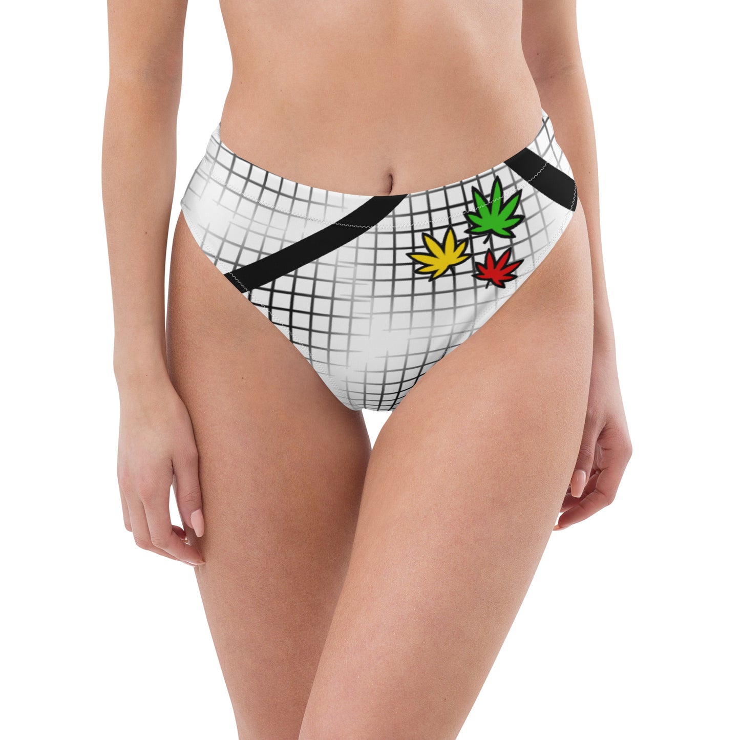 Ras Colors grid Recycled high-waisted bikini bottom black