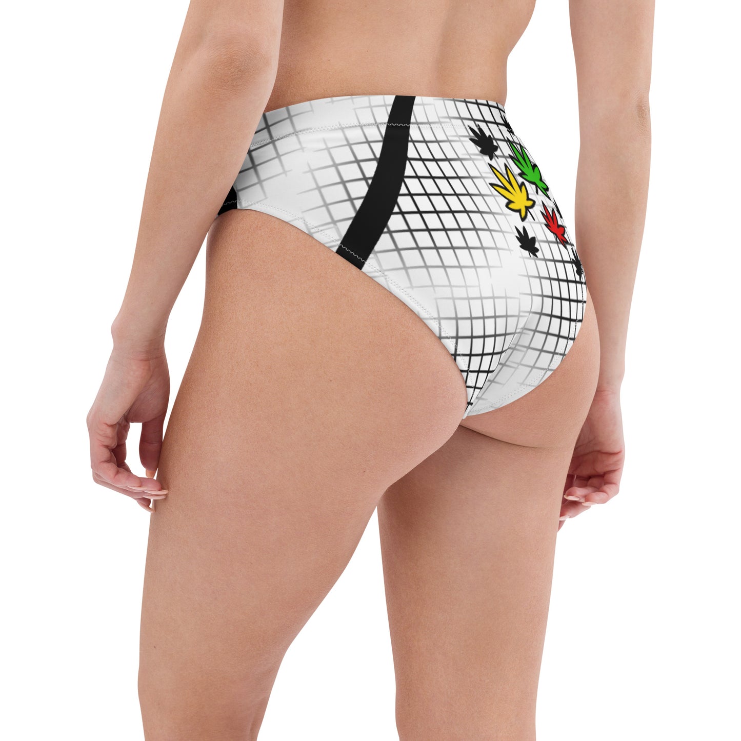 Ras Colors grid Recycled high-waisted bikini bottom black