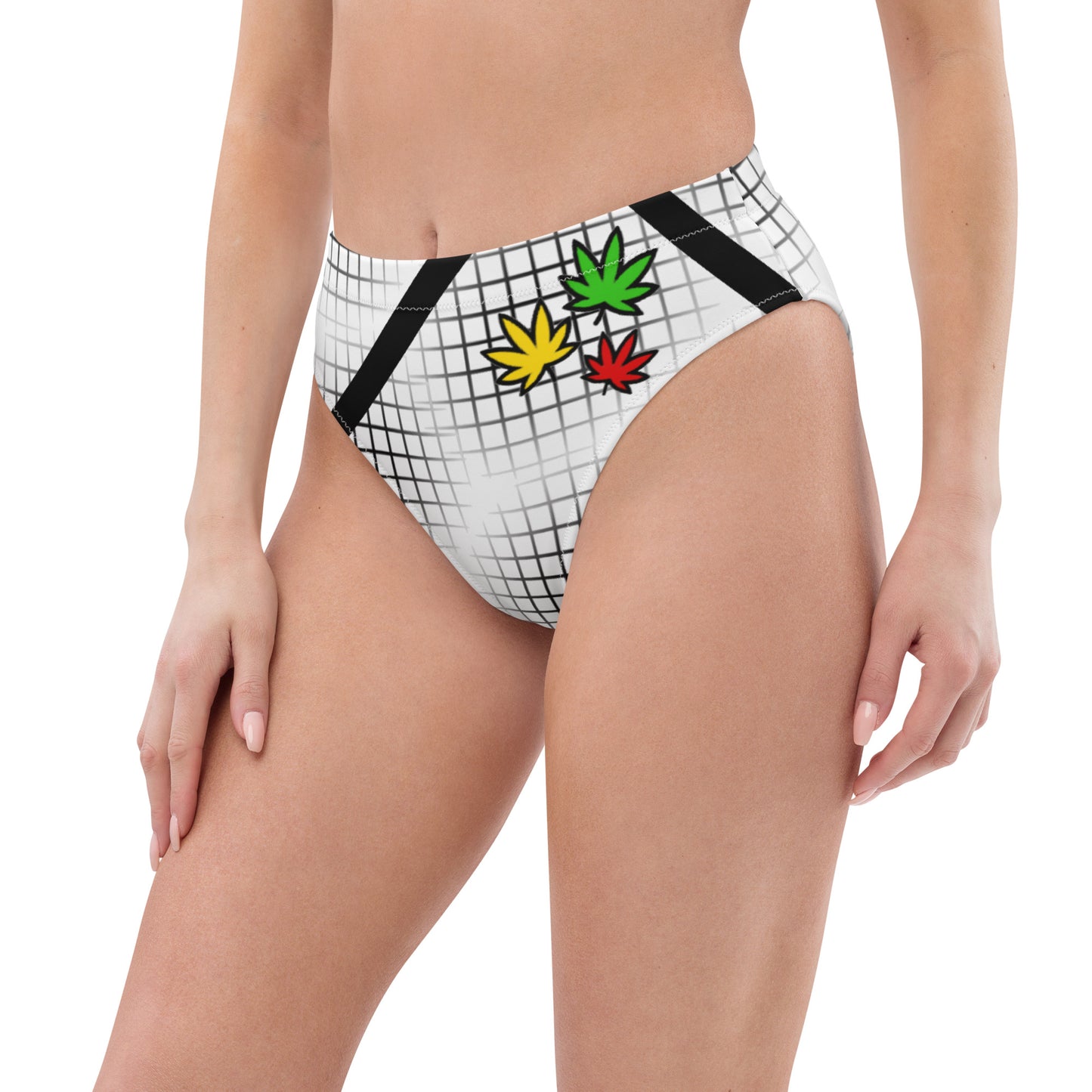 Ras Colors grid Recycled high-waisted bikini bottom black