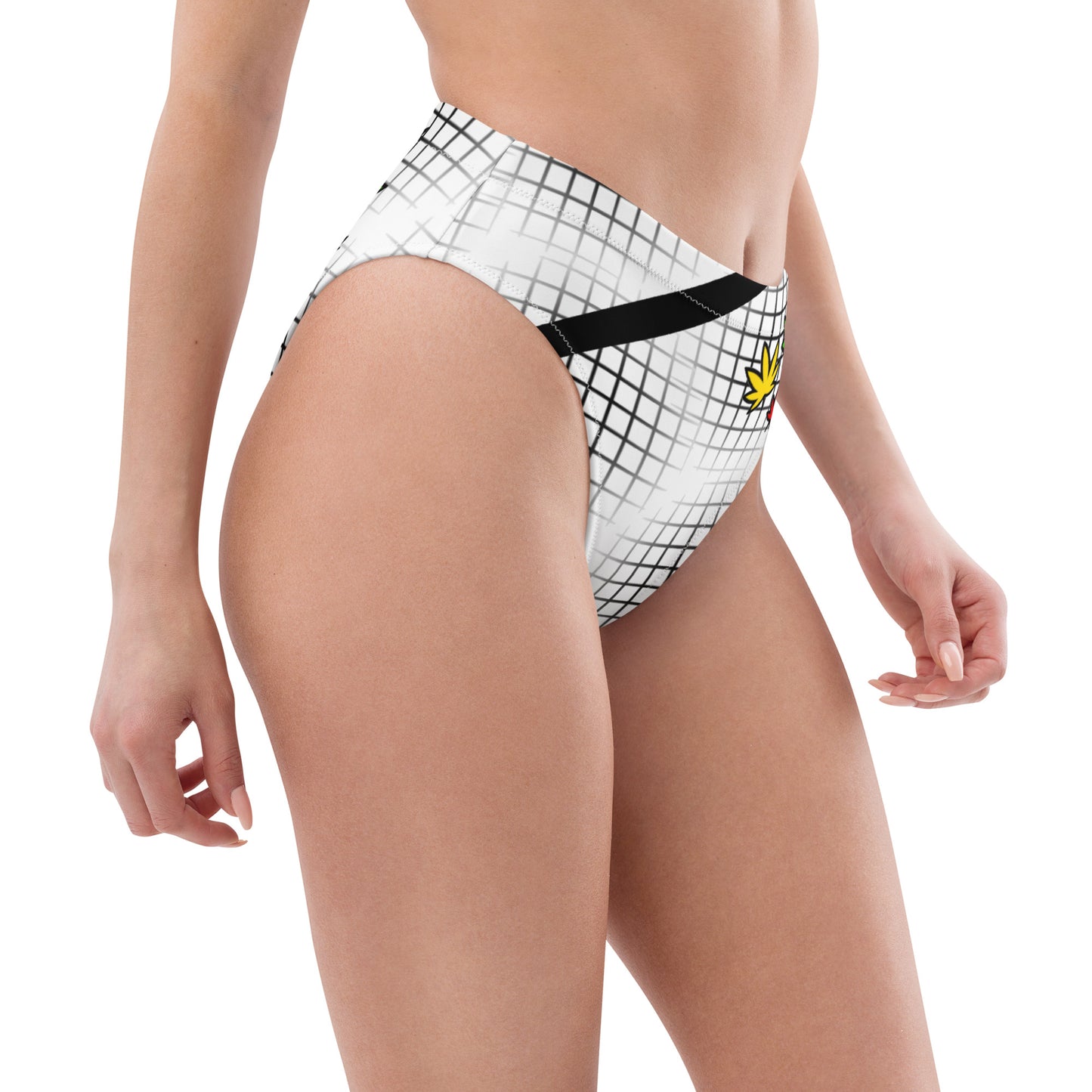 Ras Colors grid Recycled high-waisted bikini bottom black