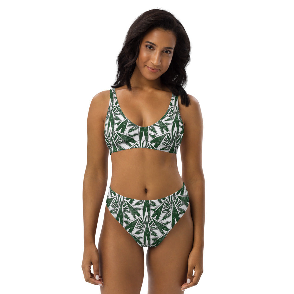 Dark Green Bandana Recycled high-waisted bikini