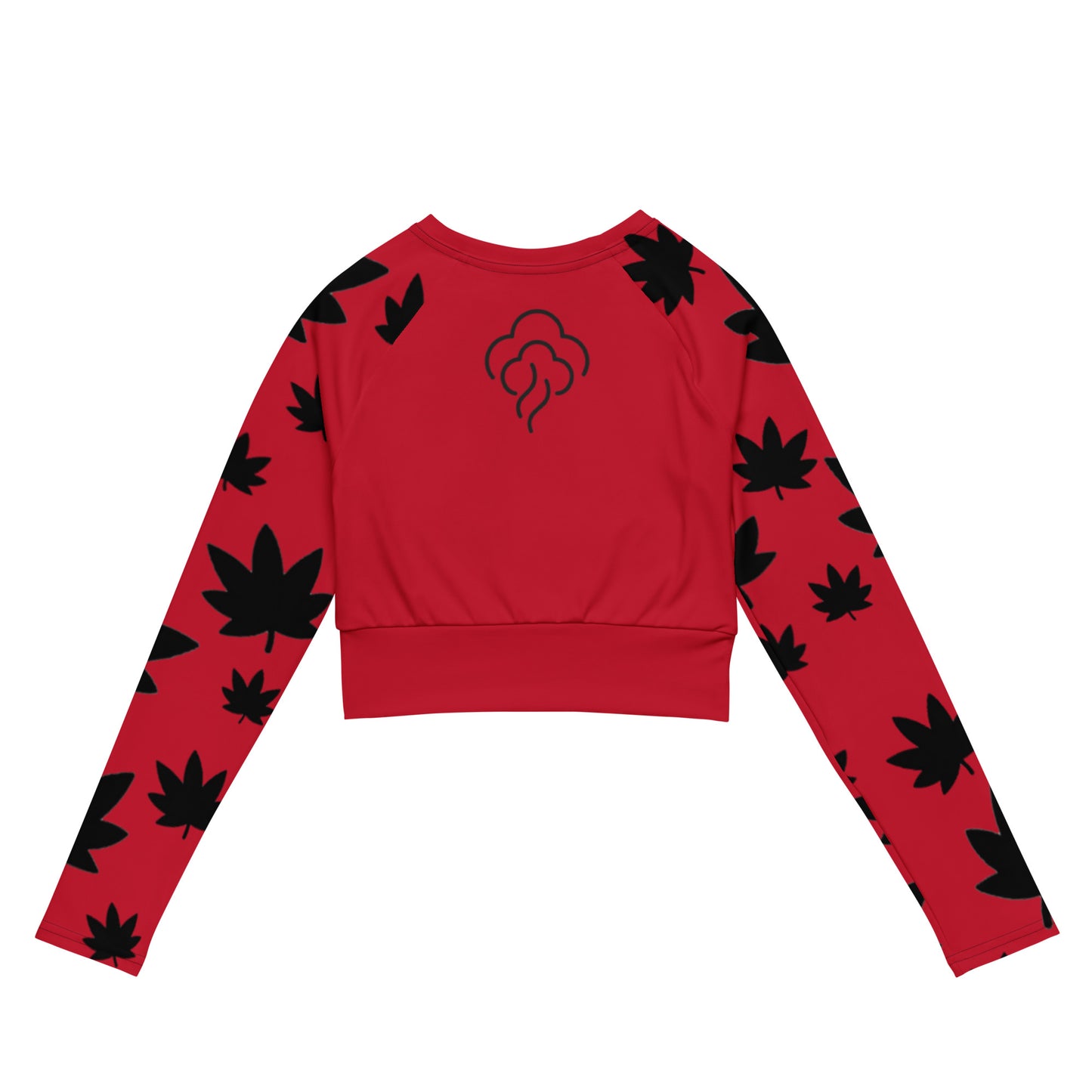 Red 420 Black leaf Recycled long-sleeve crop top