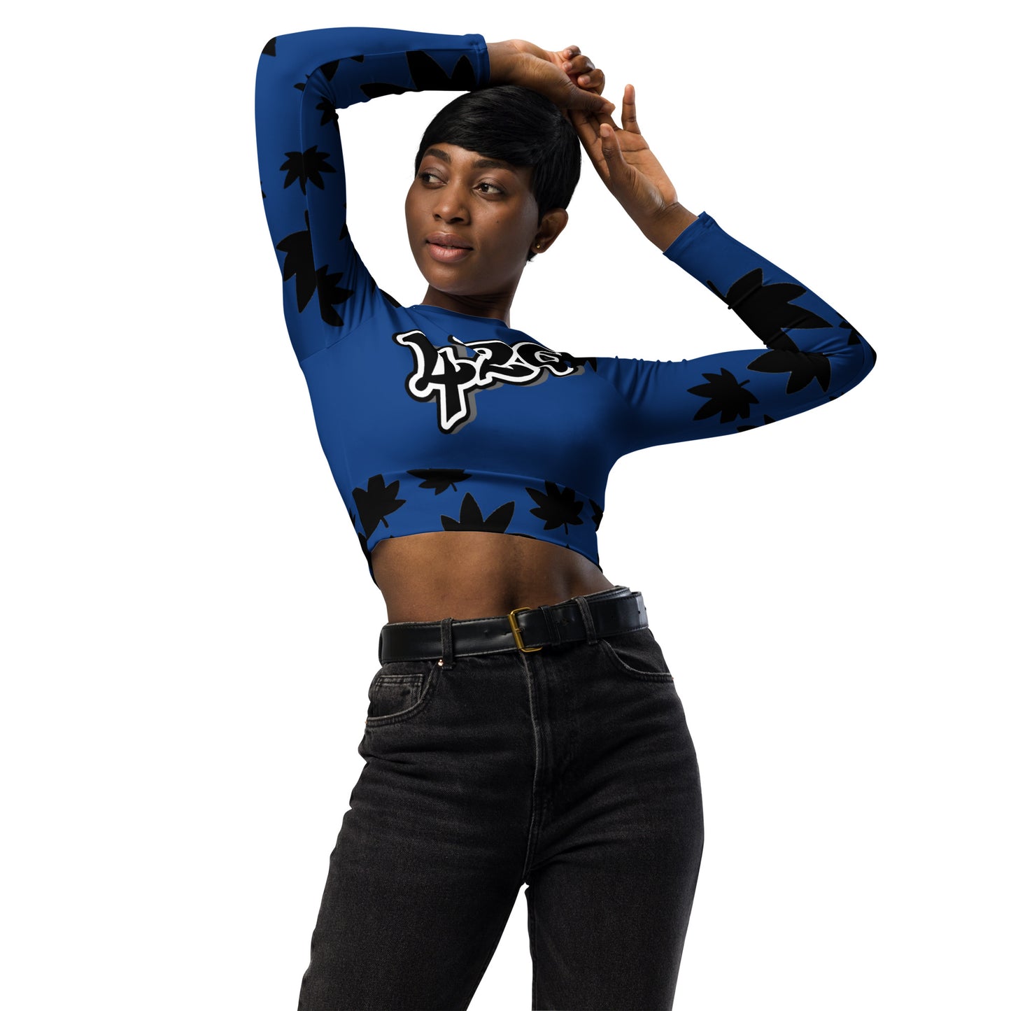 Recycled long-sleeve crop top