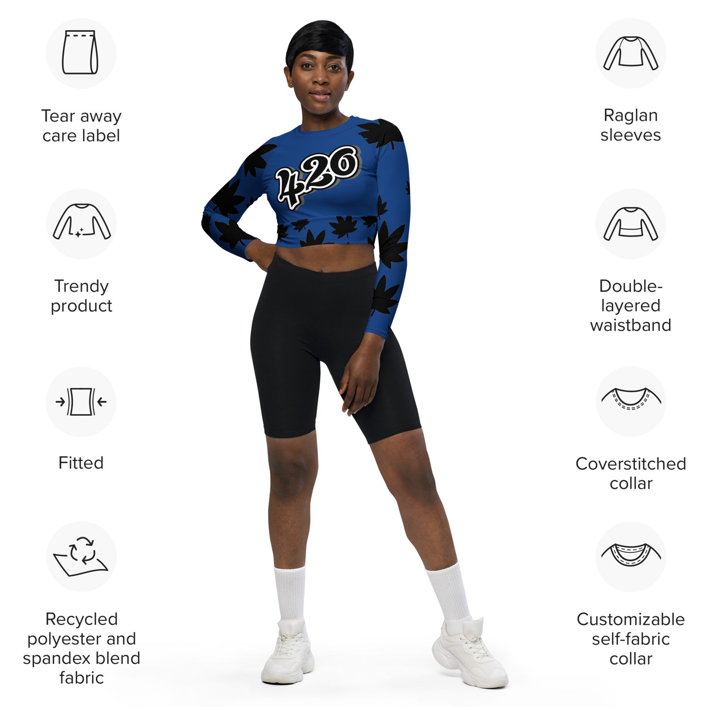 Recycled long-sleeve crop top