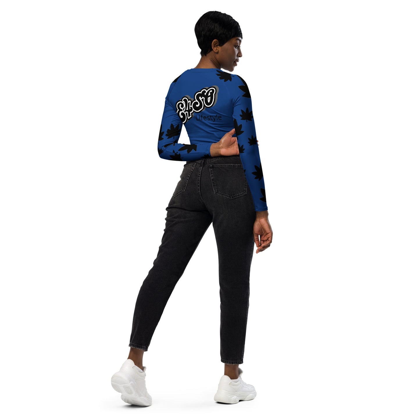 Recycled long-sleeve crop top