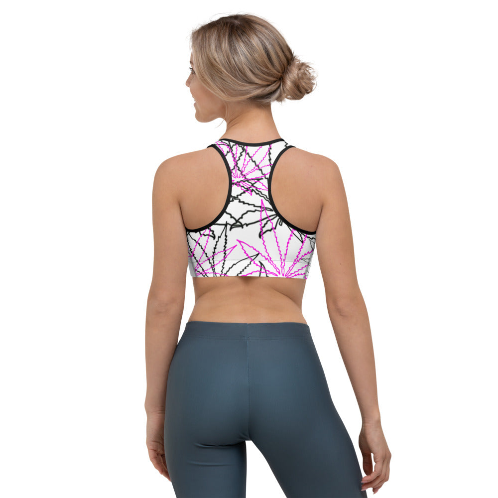 Black/Pink Leaf E4SO Sports bra