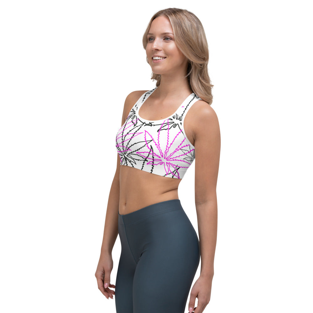 Black/Pink Leaf E4SO Sports bra