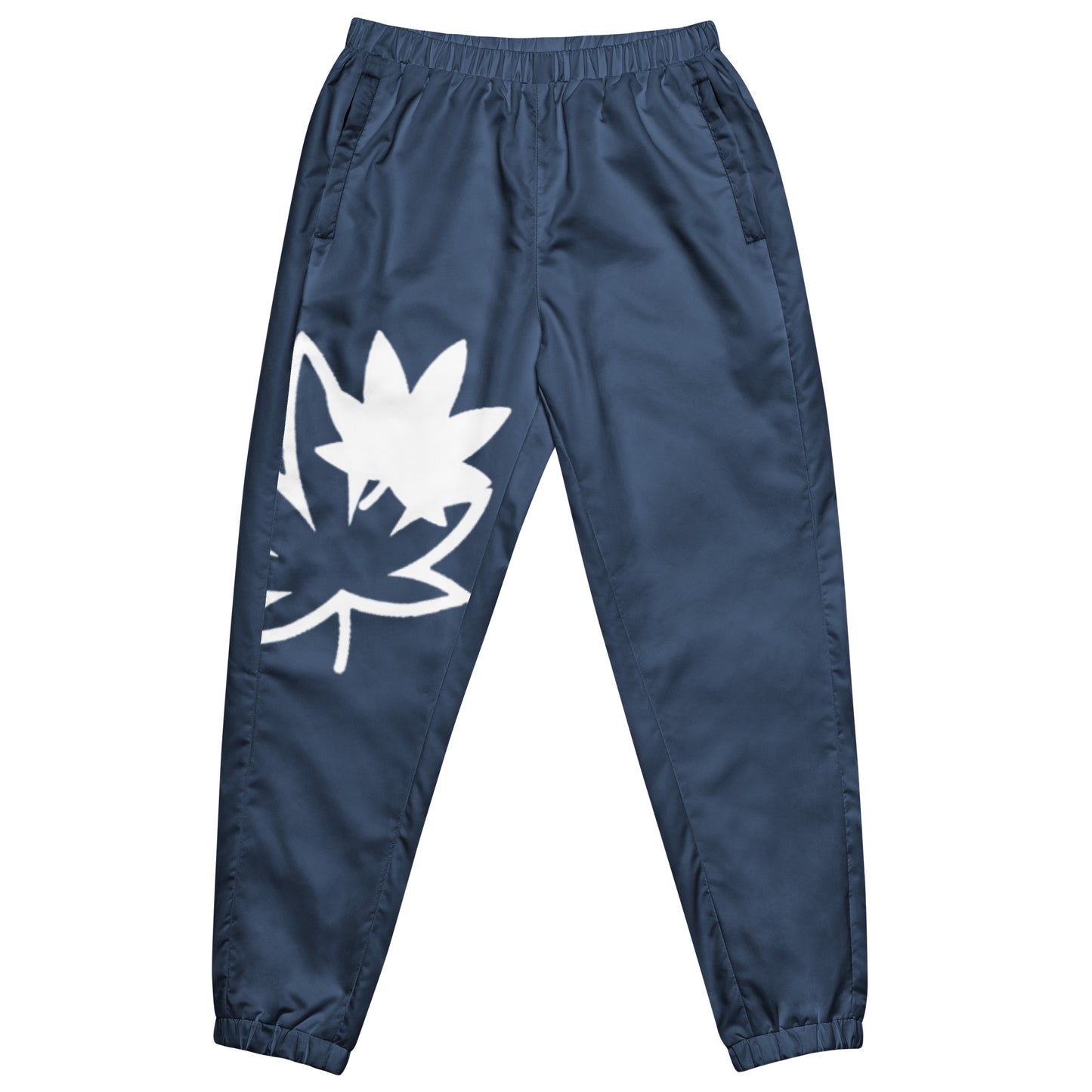 Blue and White hollow leaf and solid Unisex track pants