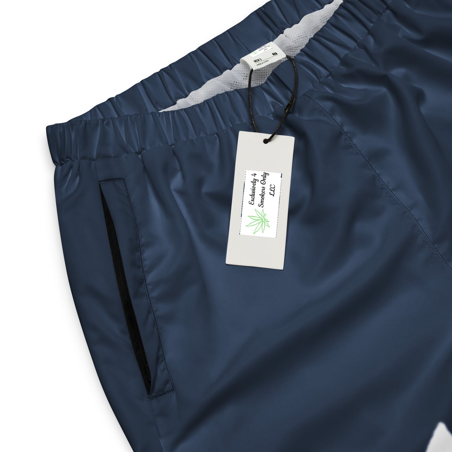 Blue and White hollow leaf and solid Unisex track pants