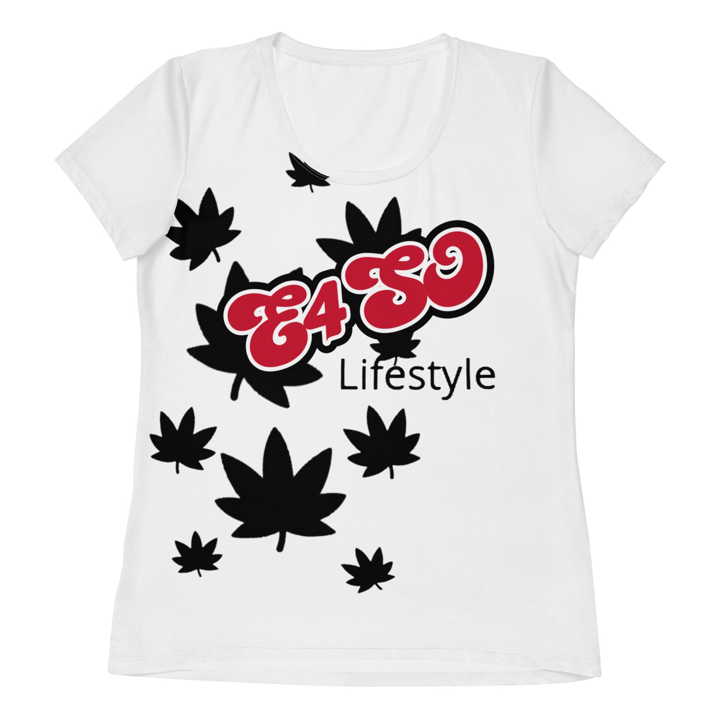 Black leaf Print Women's Athletic T-shirt