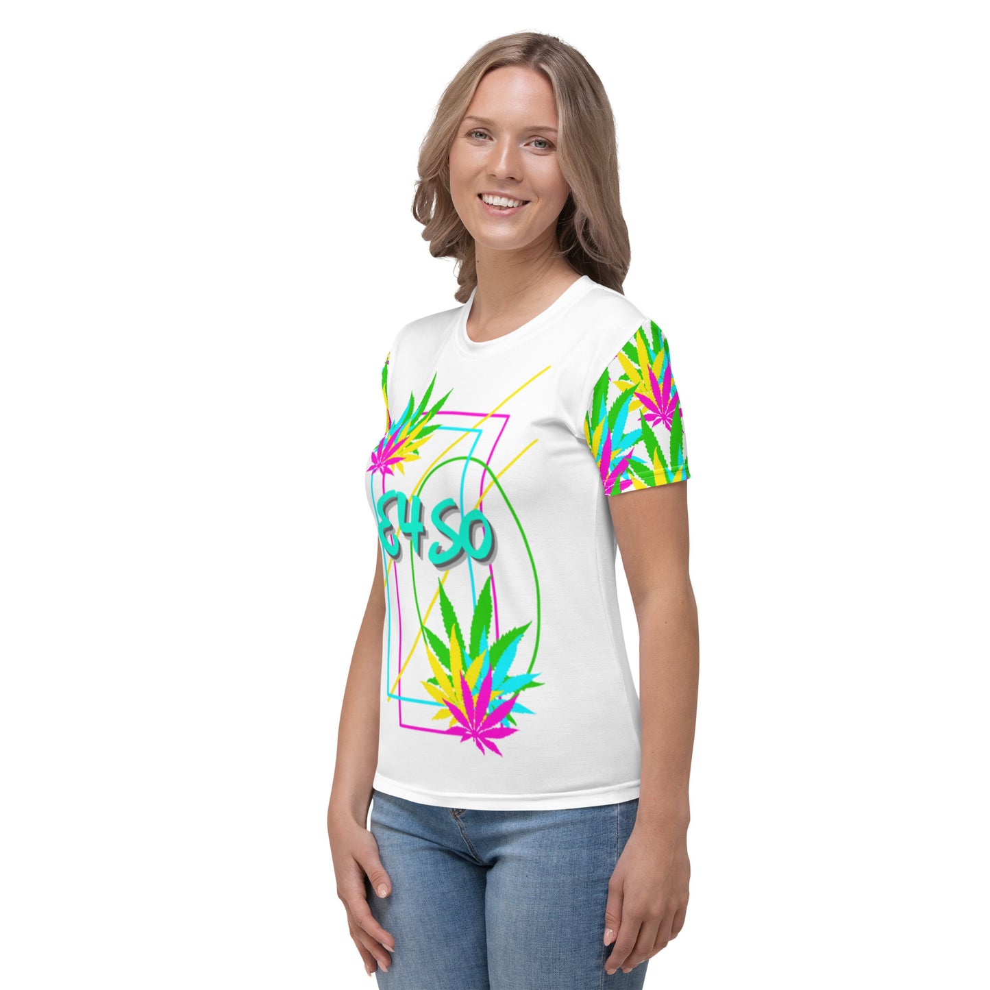 Women's Vibrate Leaf and line shapes T-shirt