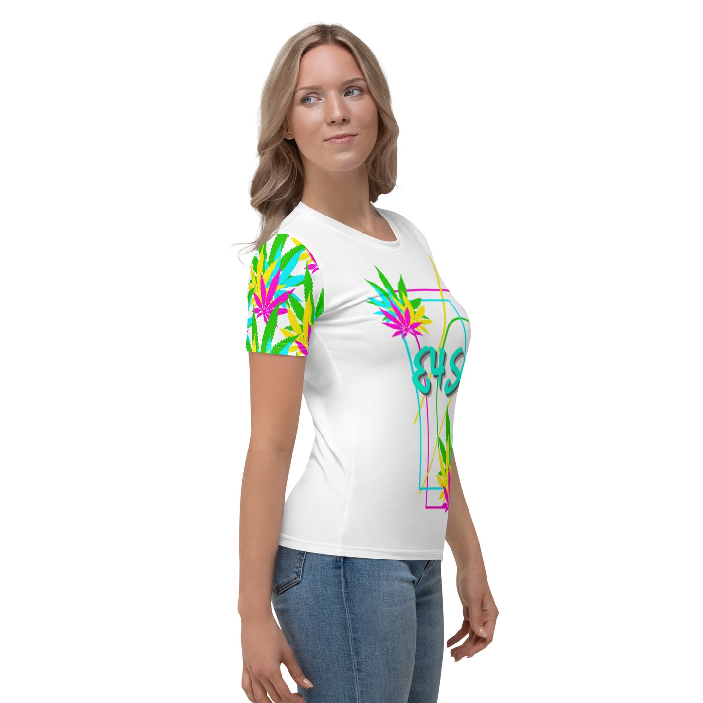 Women's Vibrate Leaf and line shapes T-shirt