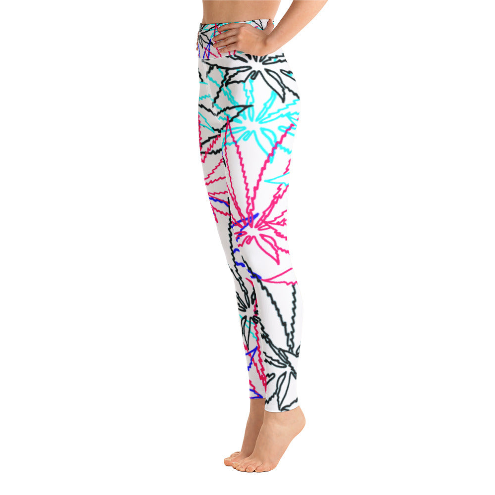 Yoga Pink Leaf E4SO Leggings