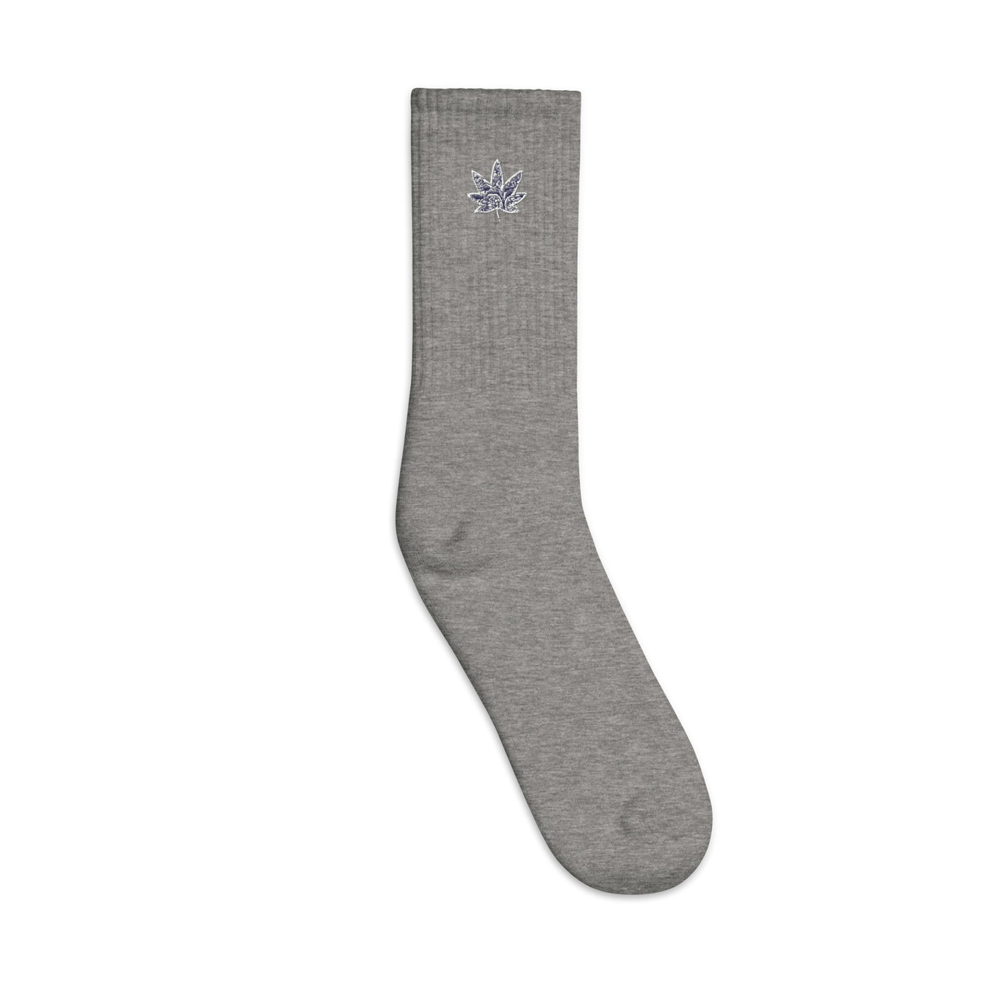 Navy Bandana leaf Embroidered socks