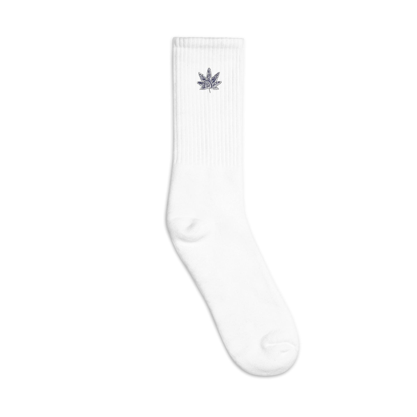 Navy Bandana leaf Embroidered socks