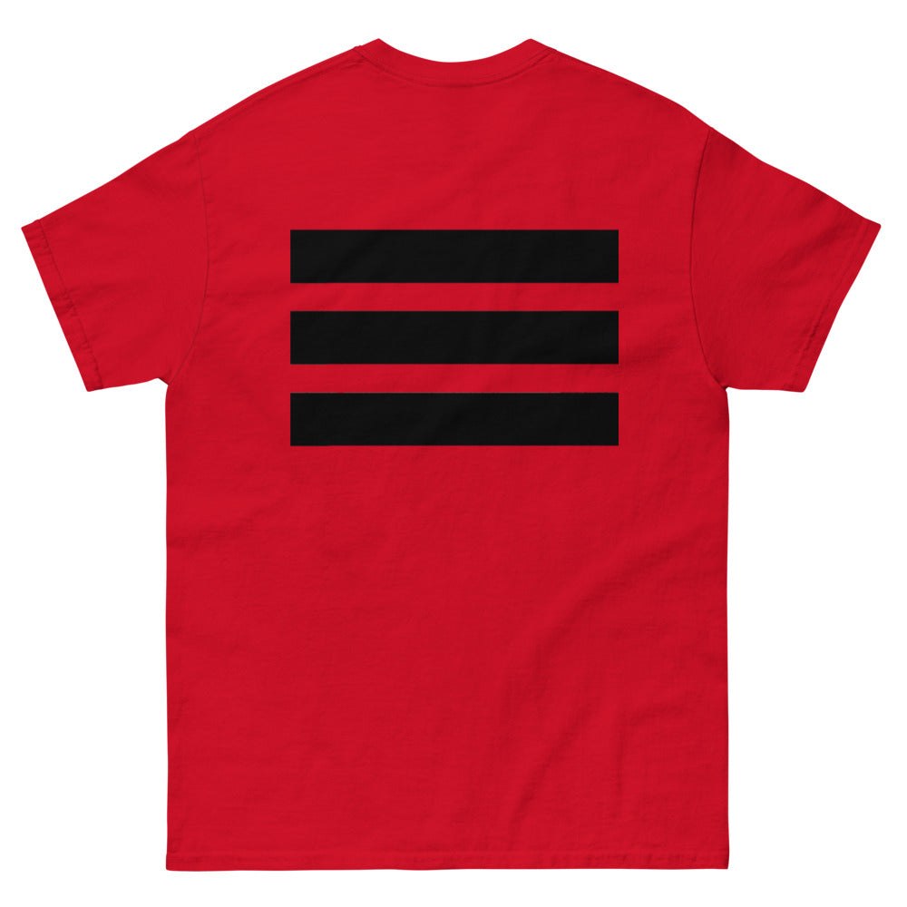 Men's heavy weight Solid Black Strips E4SO tee