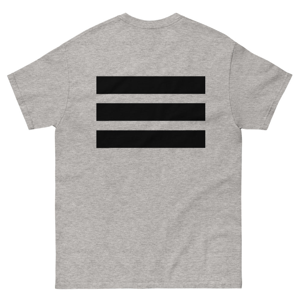 Men's heavy weight Solid Black Strips E4SO tee